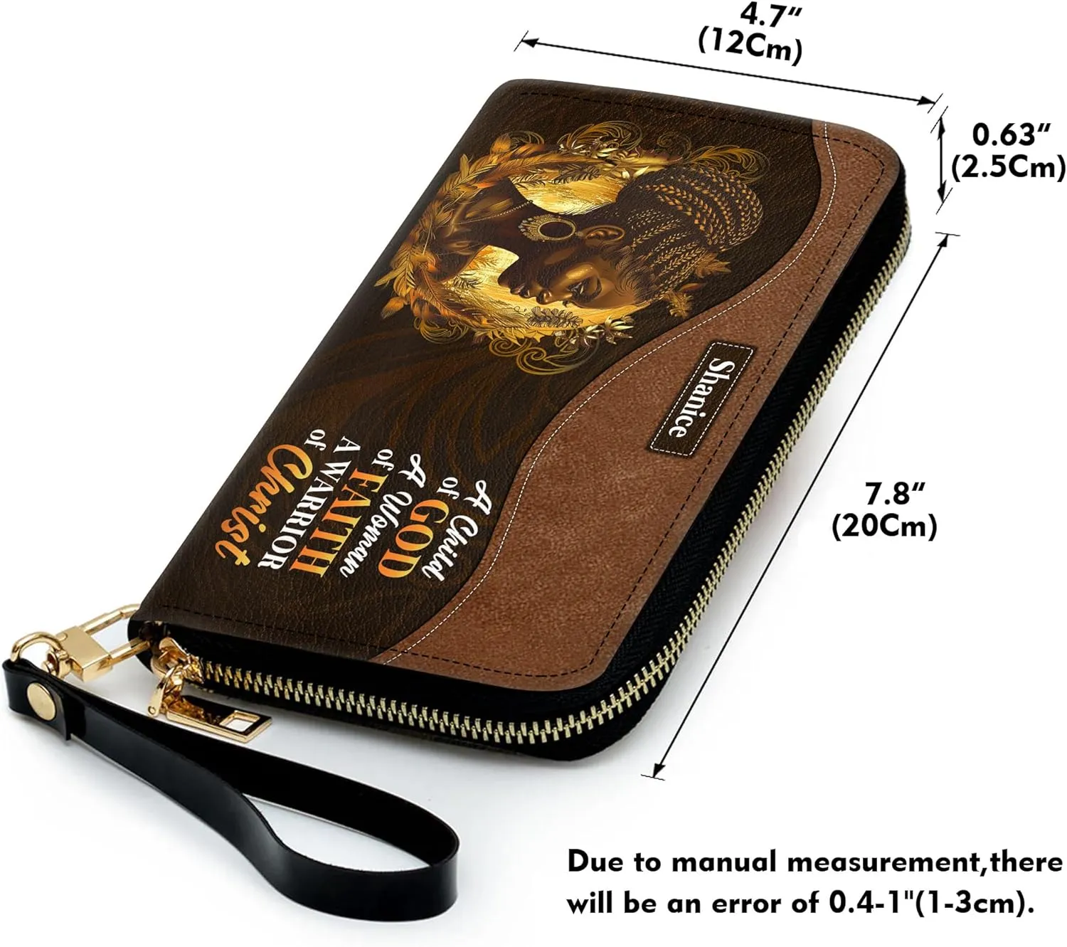 Personalized Leather Wallet for Women – Custom Name African Pride Clutch – African Queen Gifts – African American Art Bag – Ideal Gift for Mother's Day (A Child Of God)