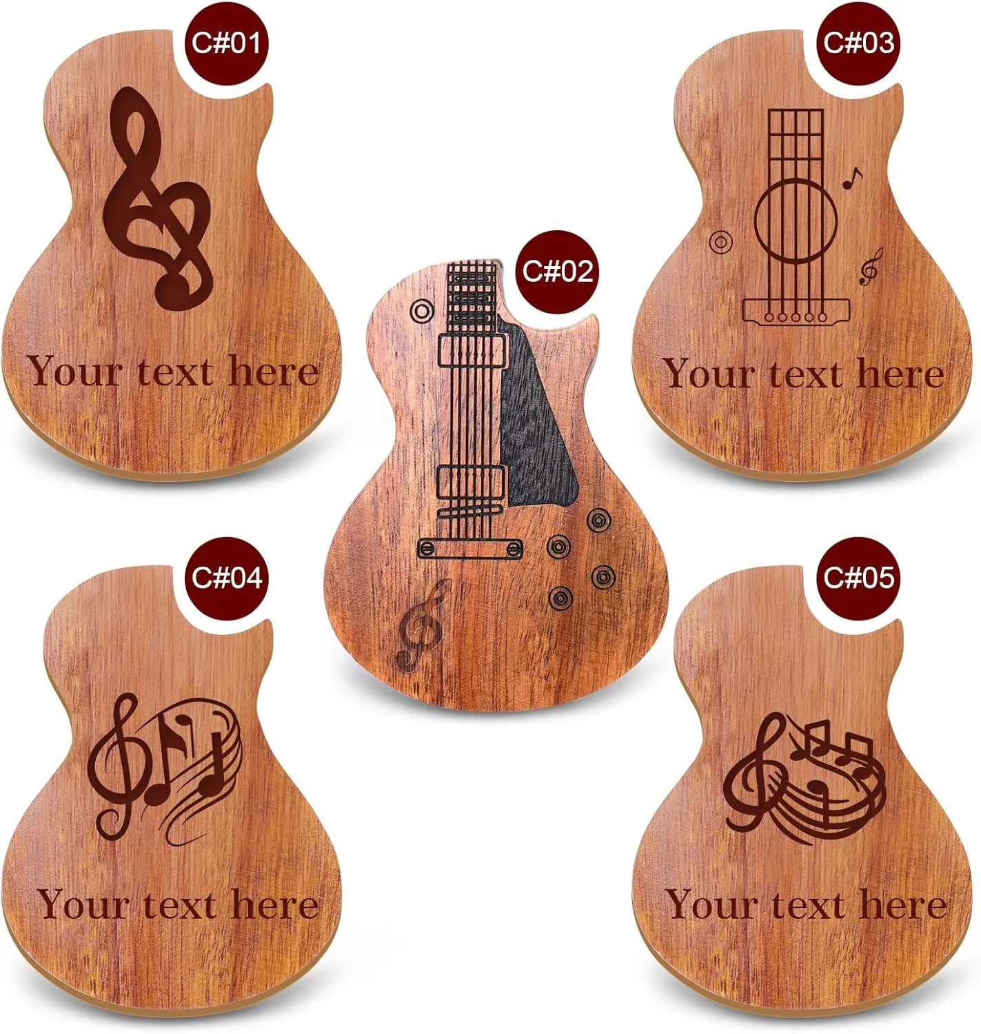 Personalized Wooden Guitar Picks Custom Text Guitar Pick Holder Pick Case Gift for Boyfriend&Any Musician (Style 2)