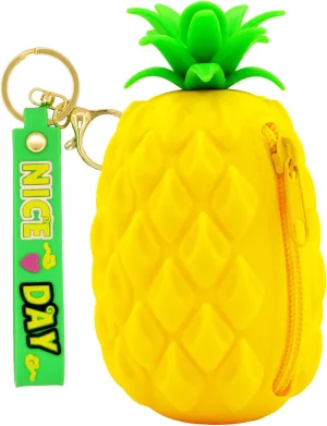 Pineapple Coin Purse Pouch, Silicone Novelty Funny Wallet Gifts For Pineapple Lover women kids, Portable Small Storage Bag, Realistic Looking Pineapple Decorations, Zipper Wristlet Wallets