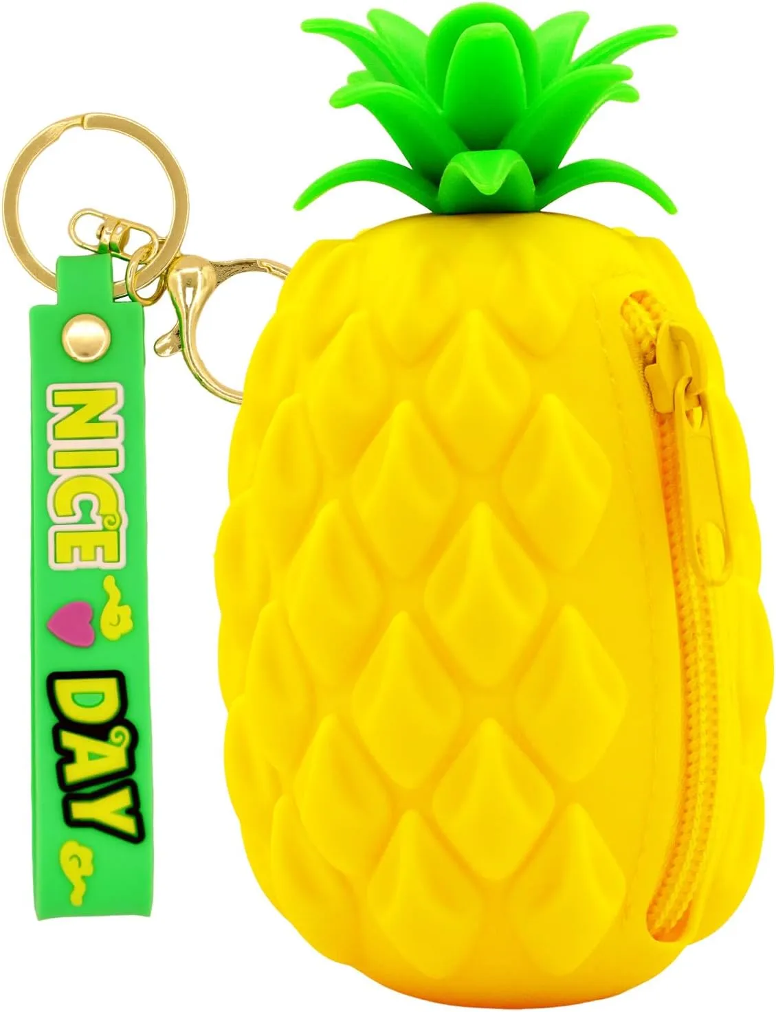 Pineapple Coin Purse Pouch, Silicone Novelty Funny Wallet Gifts For Pineapple Lover women kids, Portable Small Storage Bag, Realistic Looking Pineapple Decorations, Zipper Wristlet Wallets