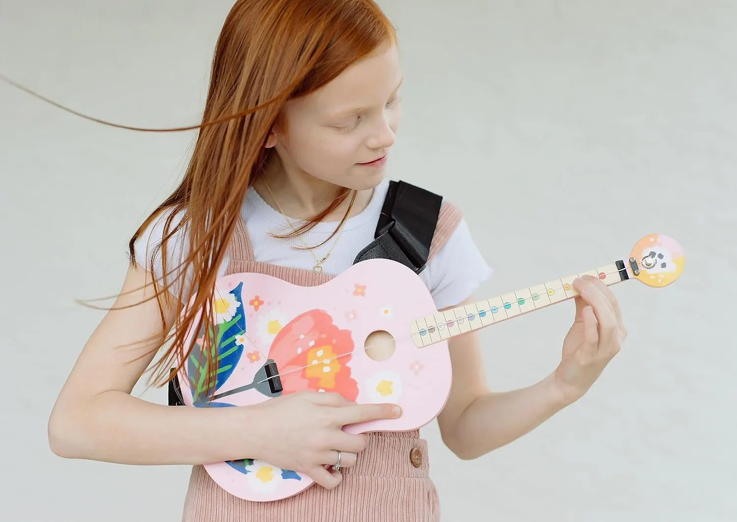 Pink Floral Acoustic Guitar - The Easiest Way to Start and Learn Guitar - 1 Stringed Toy Instrument for Kids Perfect Intro to Music for Young Kids Ages 3 and up - from Buffalo Games