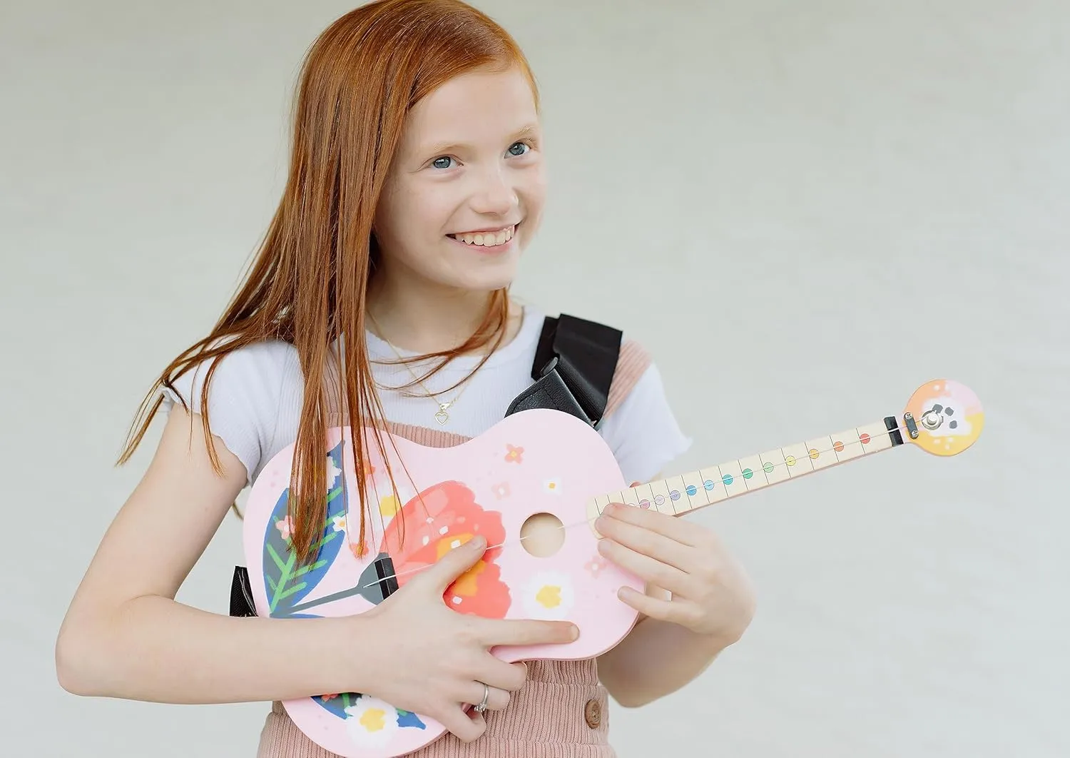 Pink Floral Acoustic Guitar - The Easiest Way to Start and Learn Guitar - 1 Stringed Toy Instrument for Kids Perfect Intro to Music for Young Kids Ages 3 and up - from Buffalo Games