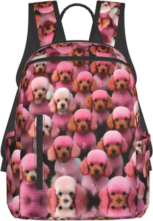 Pinks Poodles Dogs print Lightweight Laptop Backpack Travel Daypack Bookbag for Women Men for Travel Work