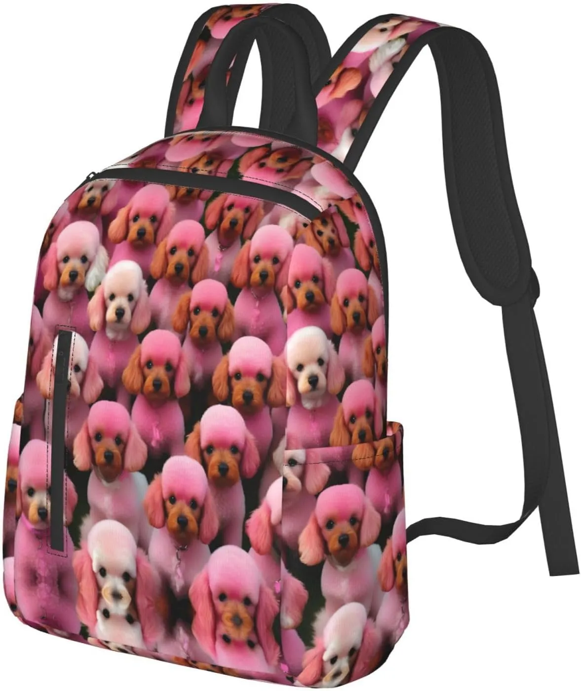 Pinks Poodles Dogs print Lightweight Laptop Backpack Travel Daypack Bookbag for Women Men for Travel Work