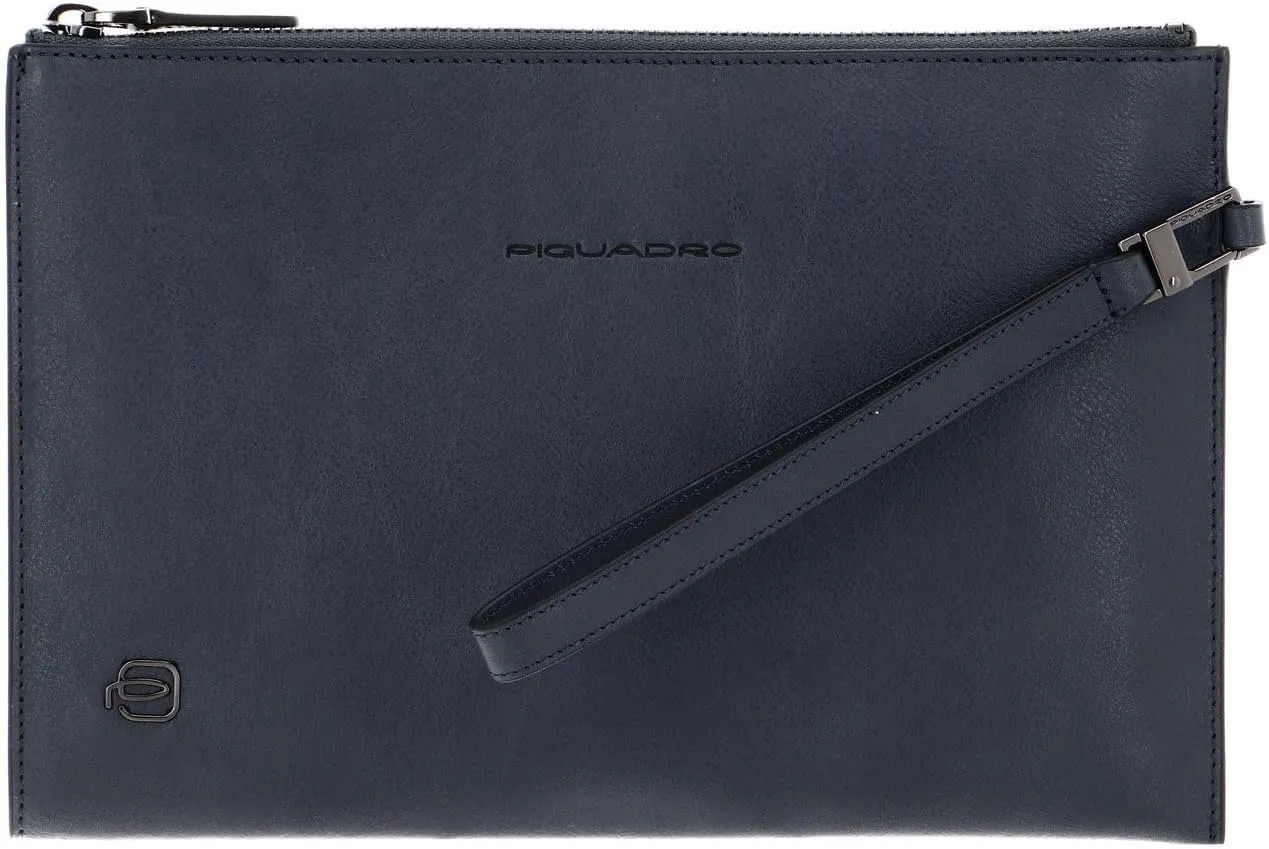 Piquadro Men's Blue Leather iPad Mini Clutch, Medium (26.0 X 17.0 2.0 cm)