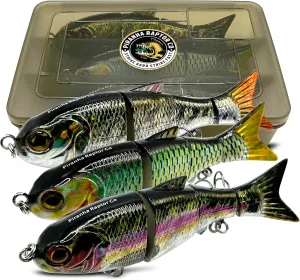 Piranha Raptor Fishing Lures for Bass, Trout, Walleye | Multi Jointed Swimbaits | Swimming Lures | Topwater Lures | Freshwater | Saltwater | Lifelike Fishing Tackle Lures Kit