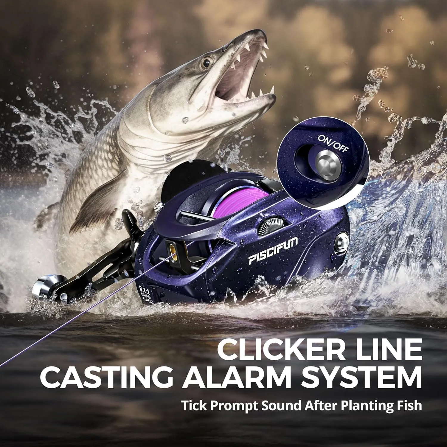Piscifun Alijoz 400 Baitcaster Fishing Reel, 38Lbs Max Drag Aluminum Alloy Frame Baitcasting Reel, Available in 6.6:1/8.1:1 Gear Ratio, Freshwater and Saltwater Low Profile Casting Reel for Musky