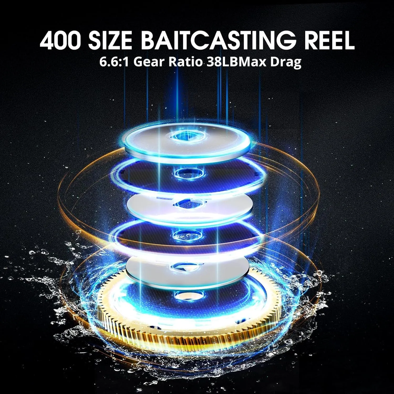 Piscifun Alijoz 400 Baitcaster Fishing Reel, 38Lbs Max Drag Aluminum Alloy Frame Baitcasting Reel, Available in 6.6:1/8.1:1 Gear Ratio, Freshwater and Saltwater Low Profile Casting Reel for Musky