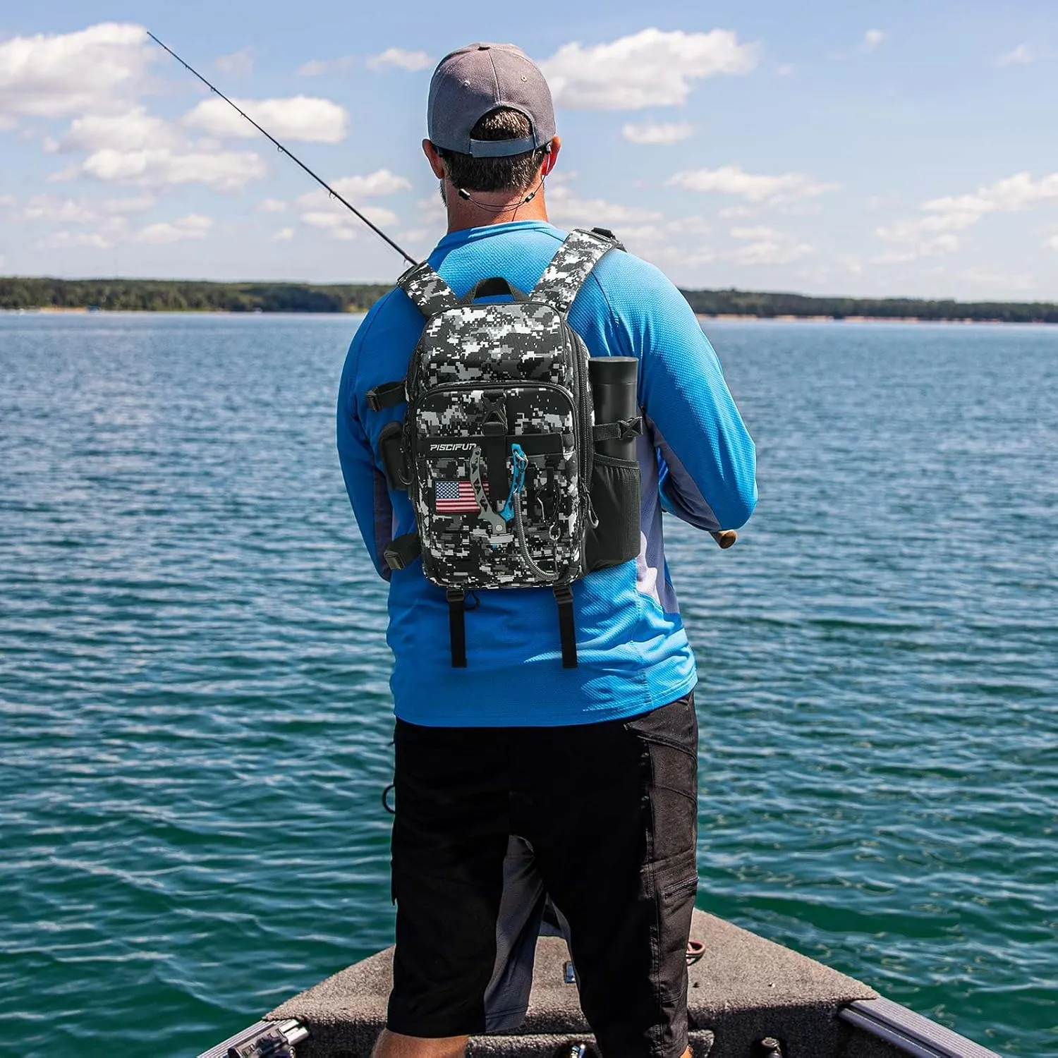 Piscifun Fishing Tackle Backpack with Rod & Gear Holder, Lightweight Fishing Tackle Storage Bag with Protective Rain Cover