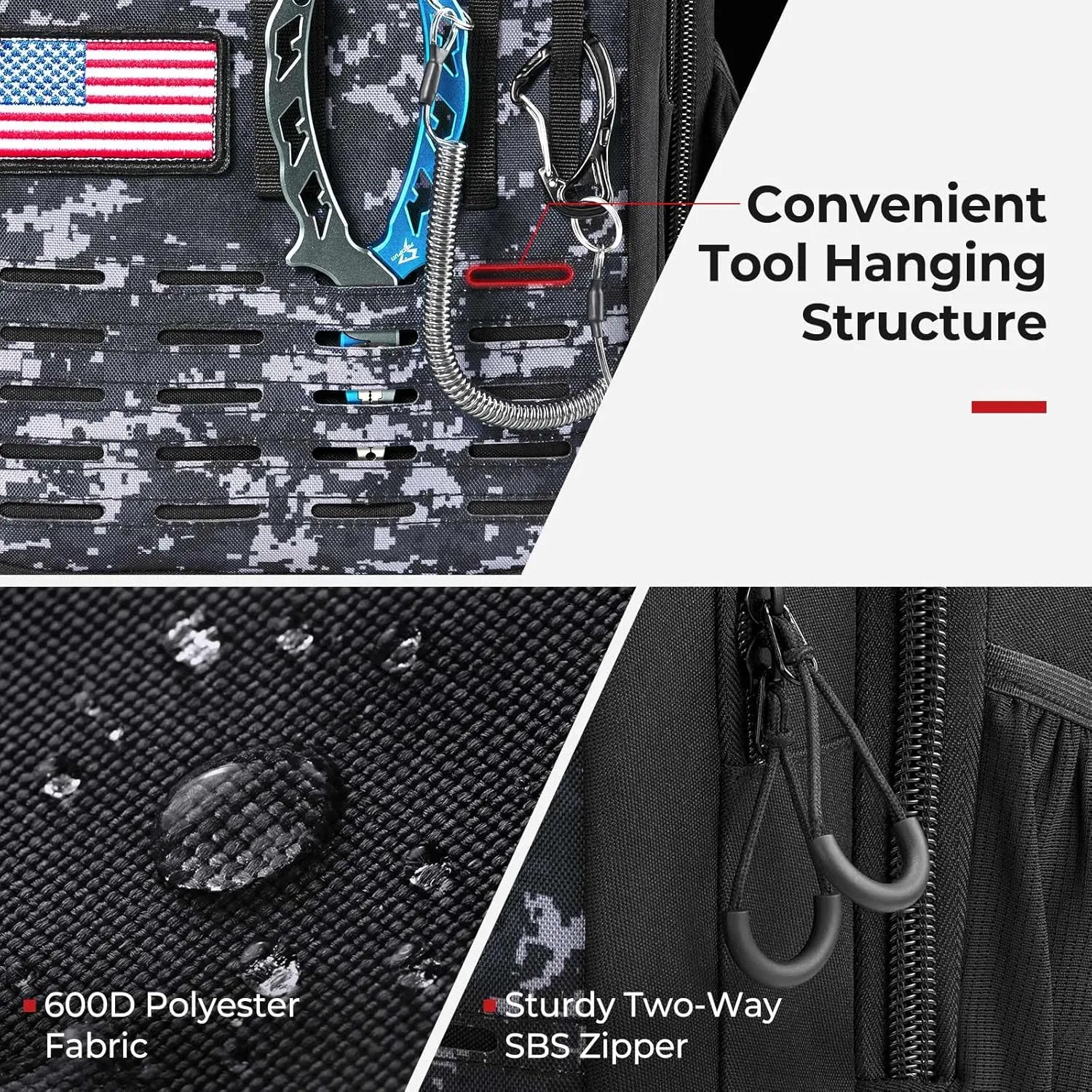 Piscifun Fishing Tackle Backpack with Rod & Gear Holder, Lightweight Fishing Tackle Storage Bag with Protective Rain Cover
