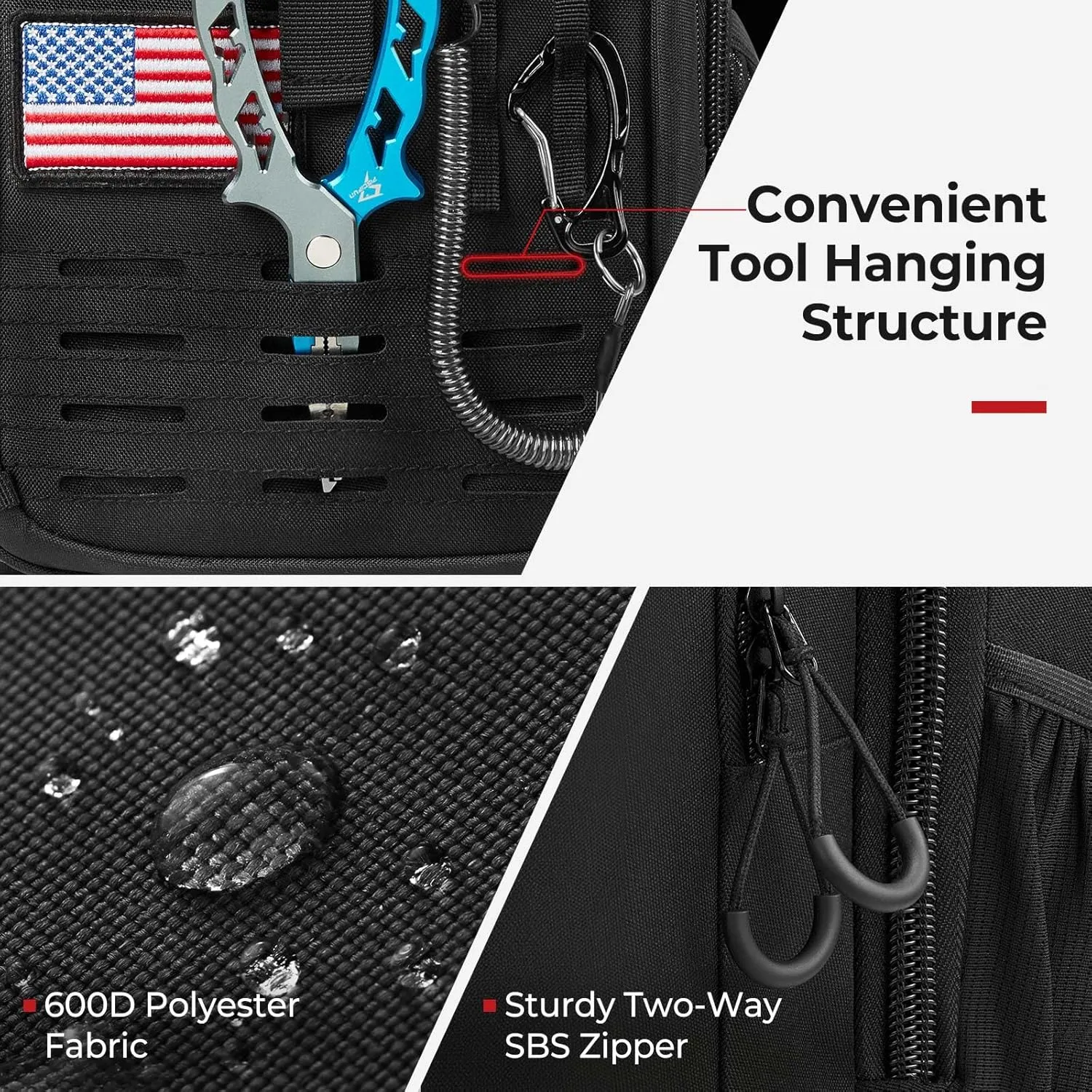 Piscifun Fishing Tackle Backpack with Rod & Gear Holder, Lightweight Fishing Tackle Storage Bag with Protective Rain Cover