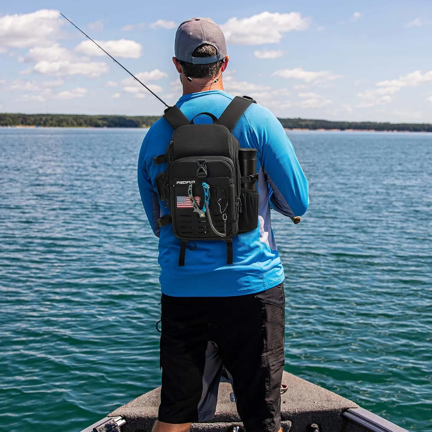 Piscifun Fishing Tackle Backpack with Rod & Gear Holder, Lightweight Fishing Tackle Storage Bag with Protective Rain Cover