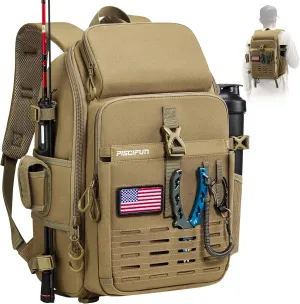 Piscifun Fishing Tackle Backpack with Rod & Gear Holder, Lightweight Fishing Tackle Storage Bag with Protective Rain Cover