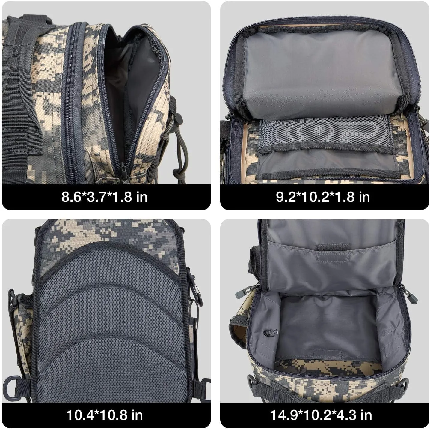 Piscifun Tackle Bag With Rod & Gear Holder - Lightweight Sling Storage Bag, Outdoor Shoulder Pack for Fishing, Hiking, Hunting
