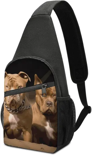 Pitbull Dogs Sling Bag Travel Sling Backpack Man Purse for Men Hiking Crossbody Bags Chest Bag Shoulder Chest Pack