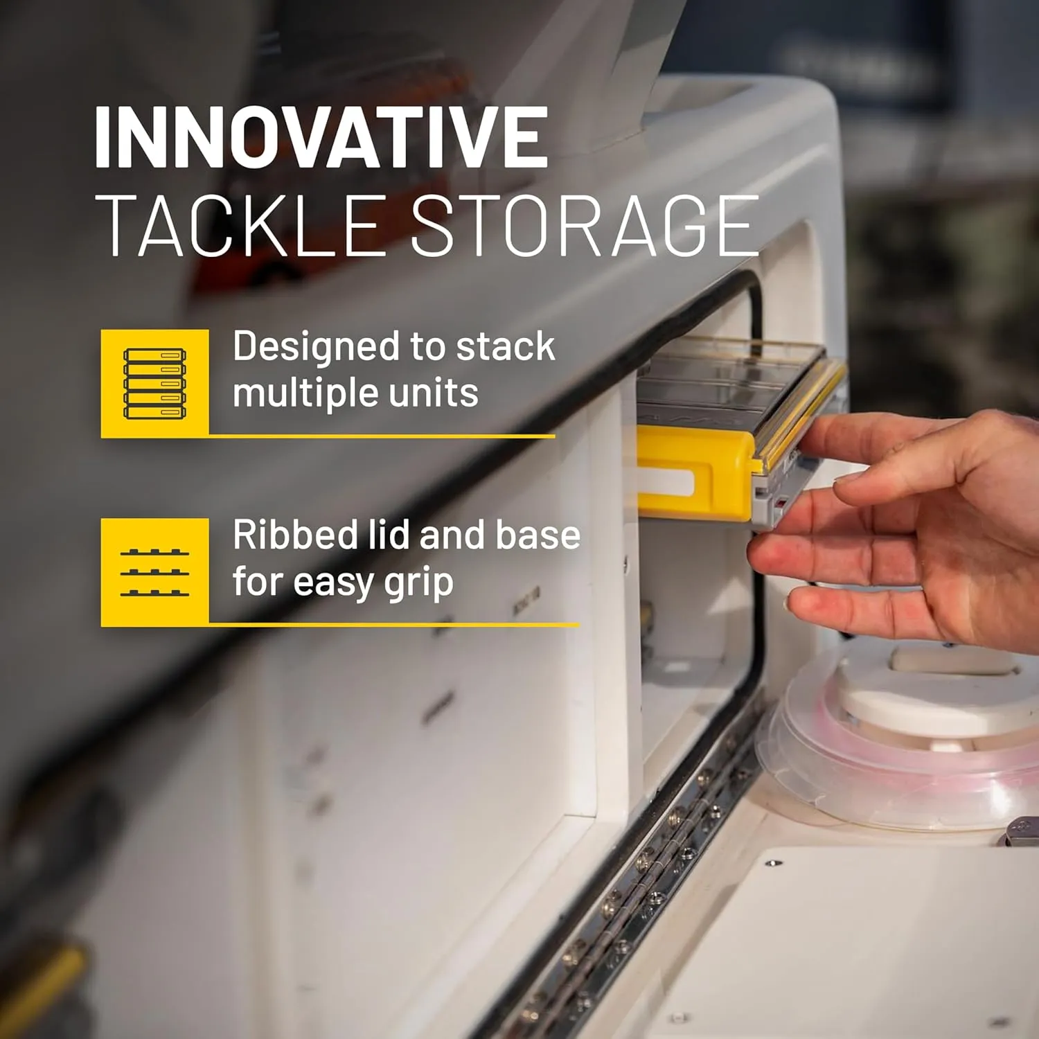 Plano Edge Flex 3700M Tackle Storage | Premium Tackle Organization with Rust Prevention | Includes 38 Flex dividers, yellow/gray