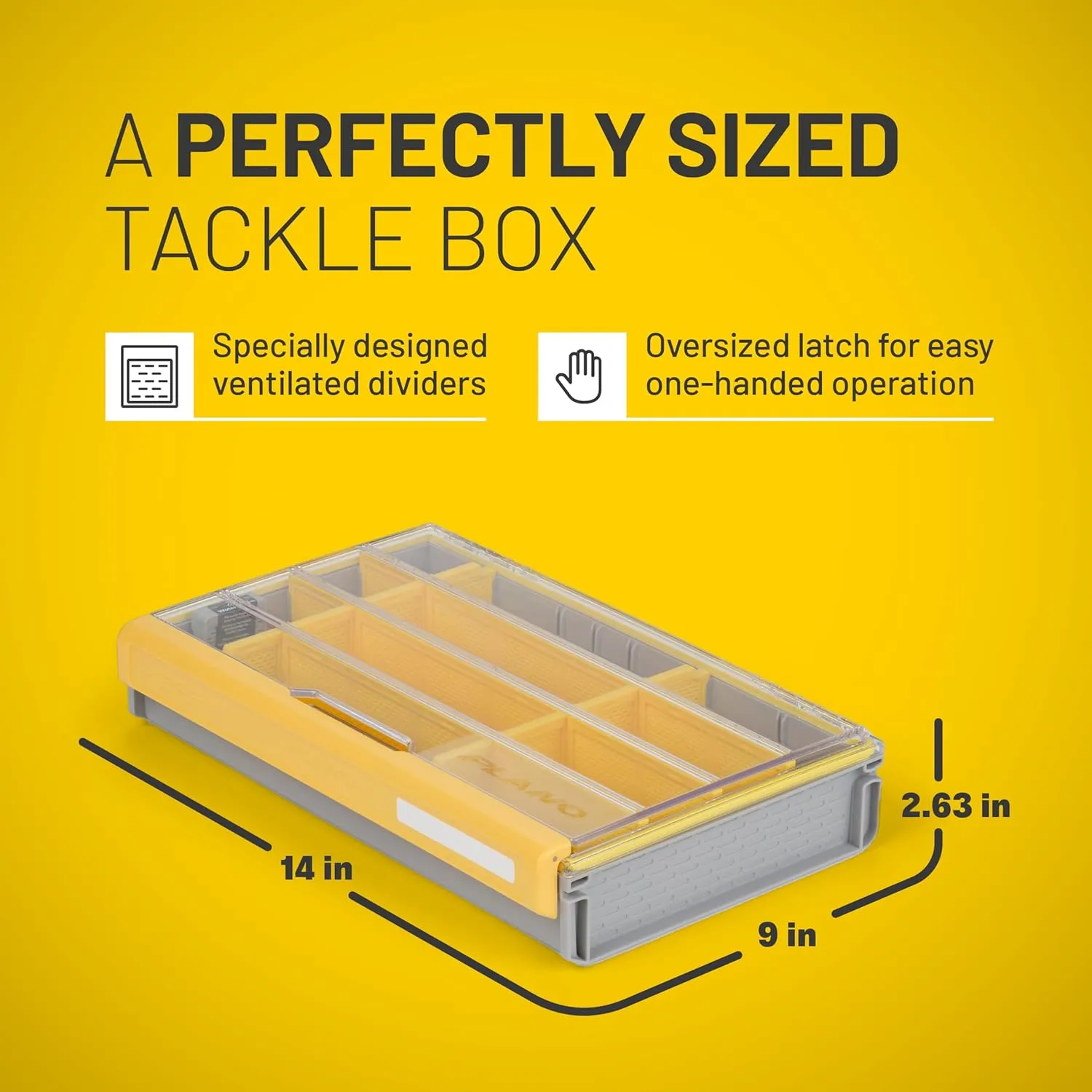 Plano Edge Flex 3700M Tackle Storage | Premium Tackle Organization with Rust Prevention | Includes 38 Flex dividers, yellow/gray