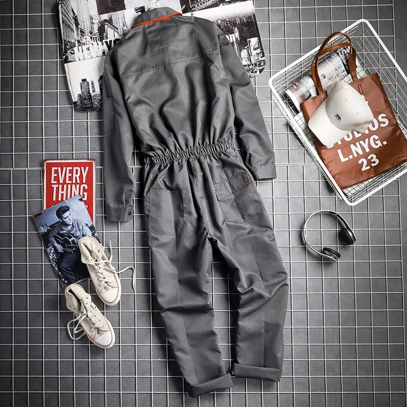 Plus Size Bib Overall Workwear Jumpsuit Sleeveless Coverall Pants with Pockets S-4XL
