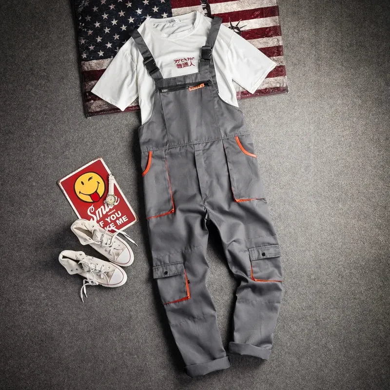 Plus Size Bib Overall Workwear Jumpsuit Sleeveless Coverall Pants with Pockets S-4XL