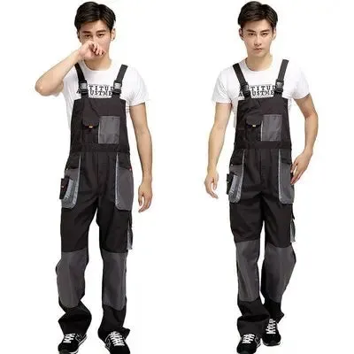 Plus Size Bib Overall Workwear Jumpsuit Sleeveless Coverall Pants with Pockets S-4XL