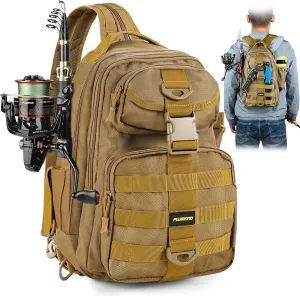 PLUSINNO Fishing Backpack with Rod Holder, Water-Resistant Tackle Bag - Ideal Gifts for Men