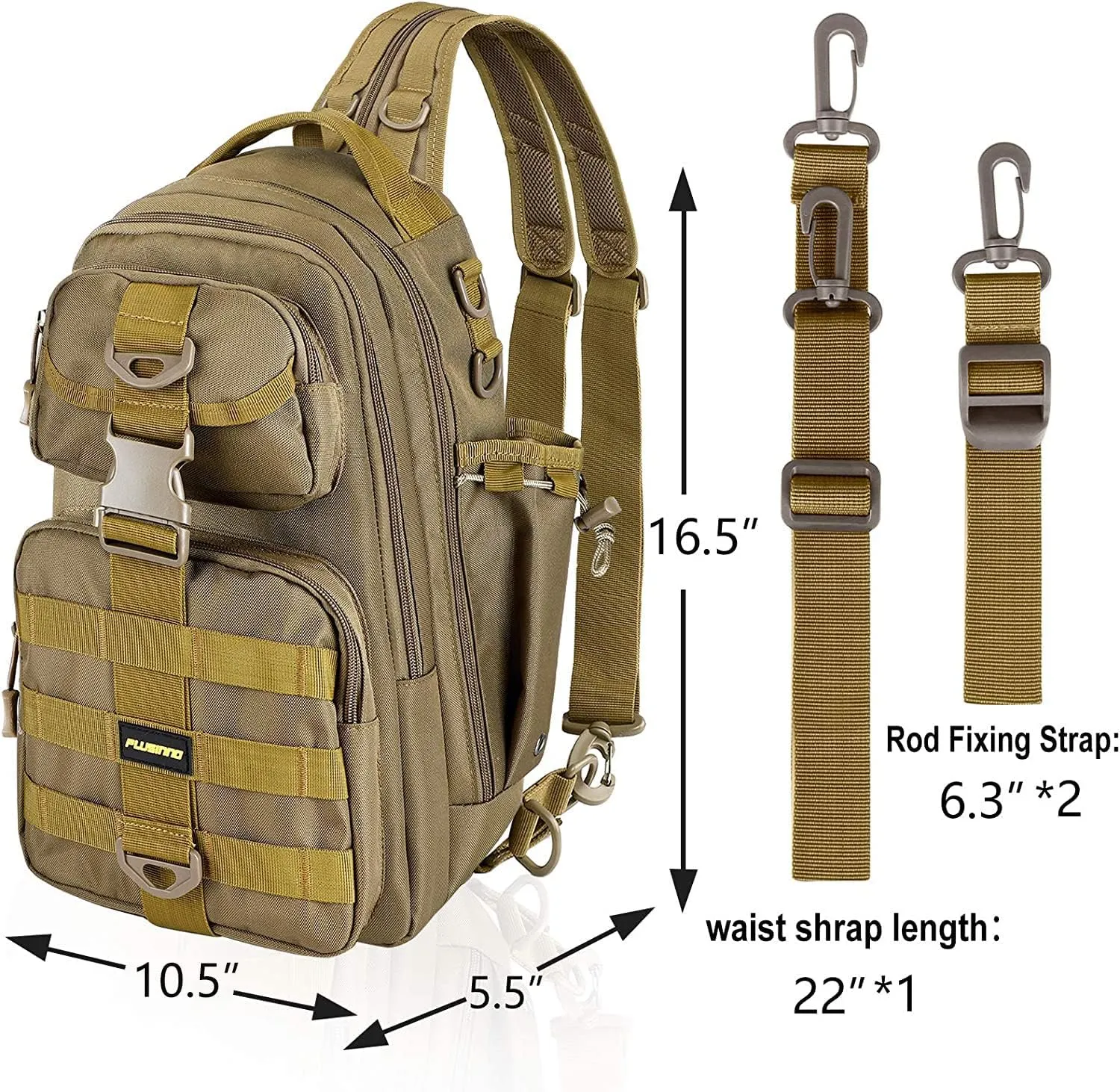 PLUSINNO Fishing Backpack with Rod Holder, Water-Resistant Tackle Bag - Ideal Gifts for Men