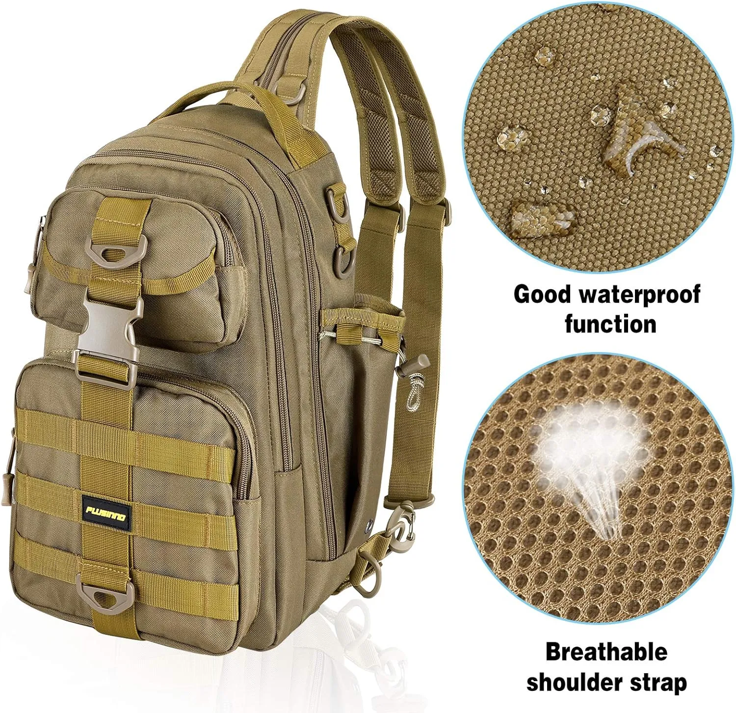 PLUSINNO Fishing Backpack with Rod Holder, Water-Resistant Tackle Bag - Ideal Gifts for Men