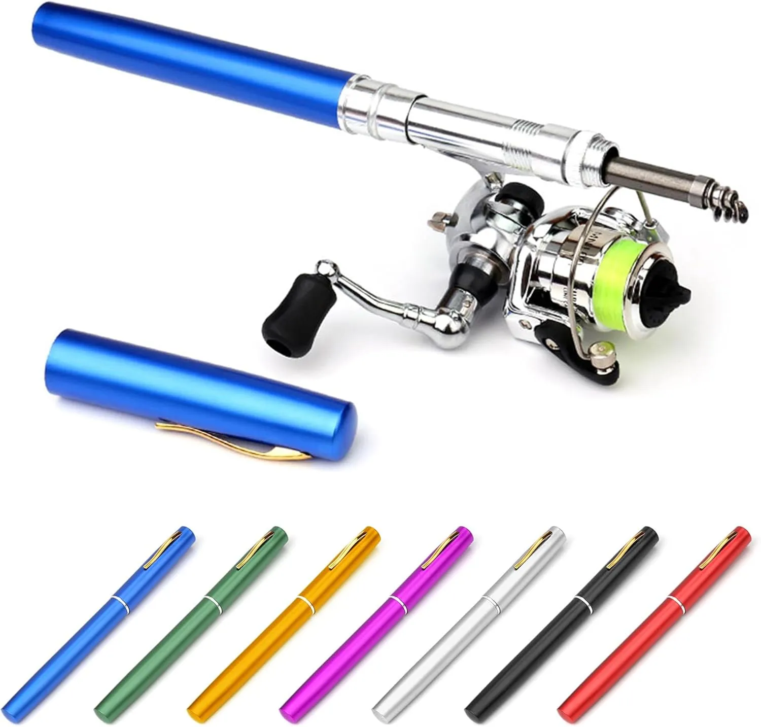 Pocket Collapsible Fishing Rod Reel Combo Mini Pen Fishing Pole Kit Telescopic Fishing Rod Reel Combo Kit