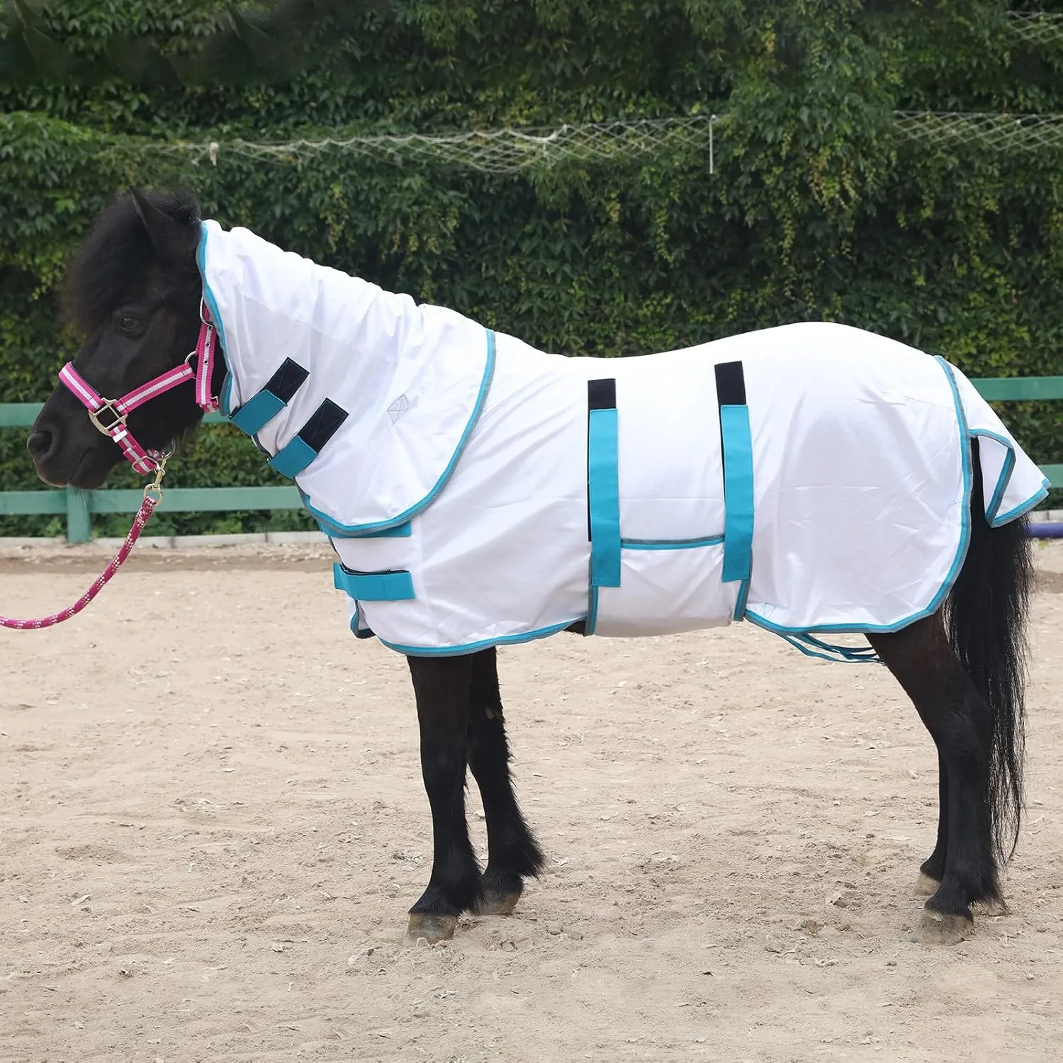 Pony/Mini Horse Fly Sheet Miniature Size 36"-50" Foal Weanling Donkey Adjustable Mesh Rugs Breathable Summer Flysheet White 36