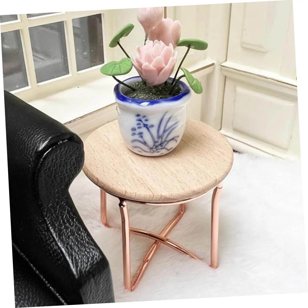 POPETPOP 6pcs Miniature Furniture Doll House End Table Realistic Tea Table Model for Mini House Decoration Cute and Stylish Dollhouse Props for Collectors and Projects
