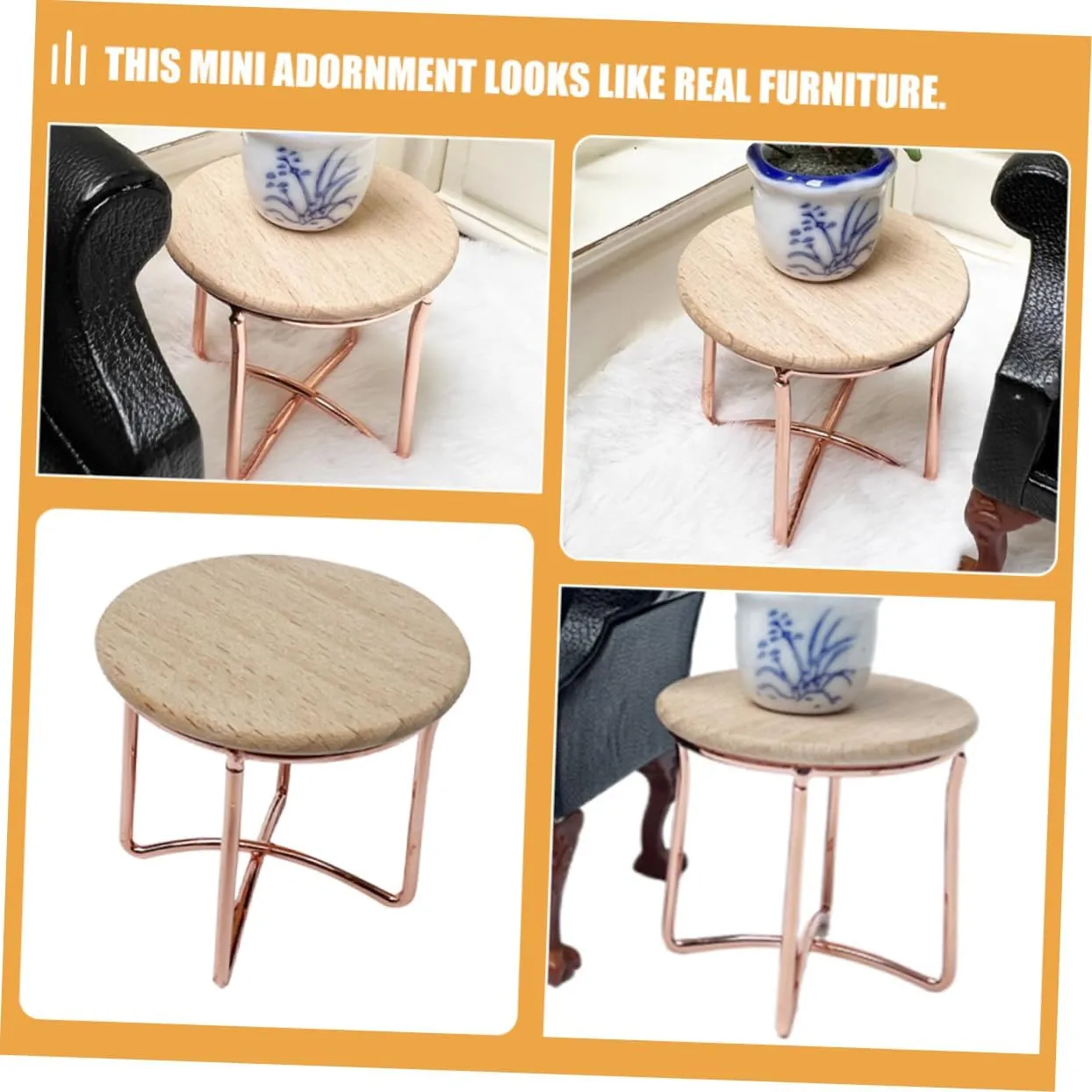POPETPOP 6pcs Miniature Furniture Doll House End Table Realistic Tea Table Model for Mini House Decoration Cute and Stylish Dollhouse Props for Collectors and Projects