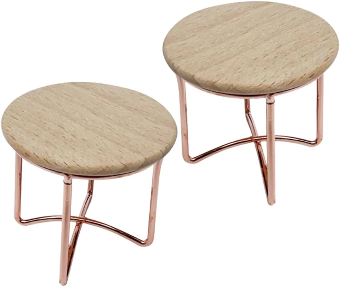 POPETPOP 6pcs Miniature Furniture Doll House End Table Realistic Tea Table Model for Mini House Decoration Cute and Stylish Dollhouse Props for Collectors and Projects