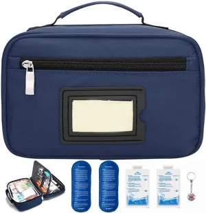 Portable Insulin Cooler Bag Travel Case Waterproof Medical Diabetic Organizer Medication Insulated Cooling Bag, Blue