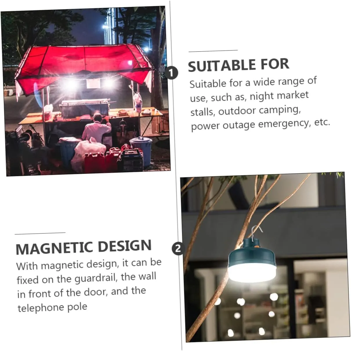 Portable Led Camping Light 240 Degree Beam Large Illumination Hiking Lamp
