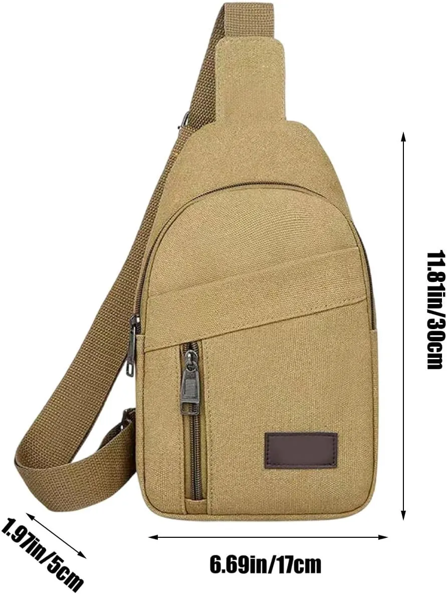Portable Outdoor Canvas Chest Bag Crossbody Bags for Women, Multipurpose Thickened Zipper Shoulder Bag for Travel Use