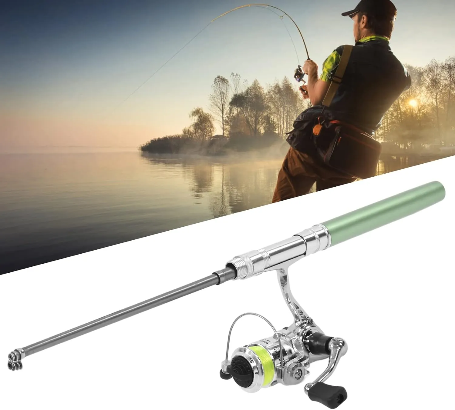 Portable Pen Shape Fishing Rod, Mini Pocket Collapsible Fishing Pole Kit Spinning Fishing Gear Organizer Pole Telescopic Fishing Rod