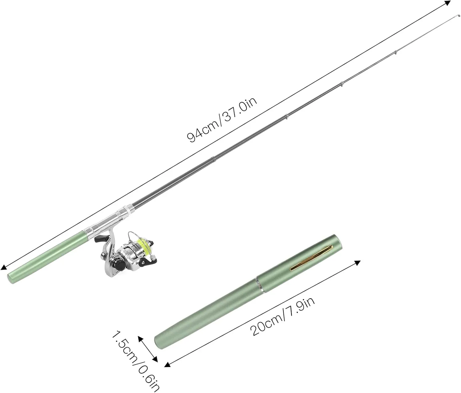 Portable Pen Shape Fishing Rod, Mini Pocket Collapsible Fishing Pole Kit Spinning Fishing Gear Organizer Pole Telescopic Fishing Rod