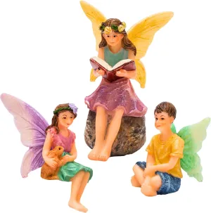 PRETMANNS Fairies for Fairy Garden – Adorable Accessories Kit for an Outdoor Miniature Garden – Boy & Girl Figurines – 3 Items