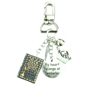 Pride and Prejudice Jane Austen First Edition Clay Mini Book Key Chain Ring Bag Purse Backpack Clip
