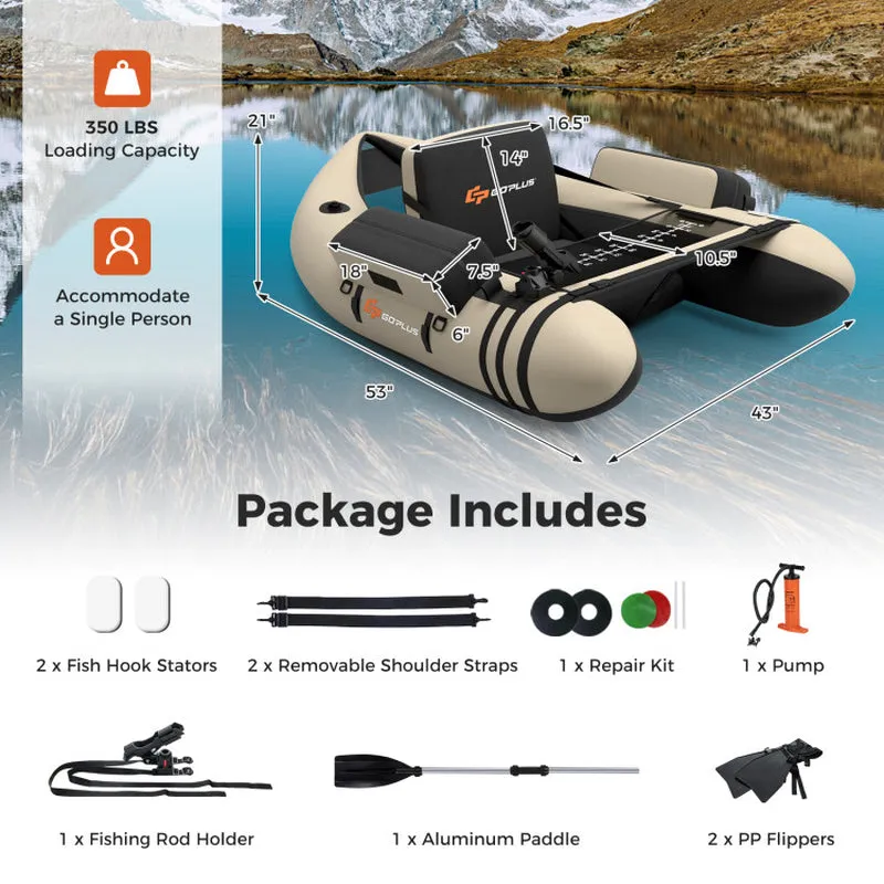Professional title: ```Adjustable Strap Inflatable Fishing Float with Storage Pockets```