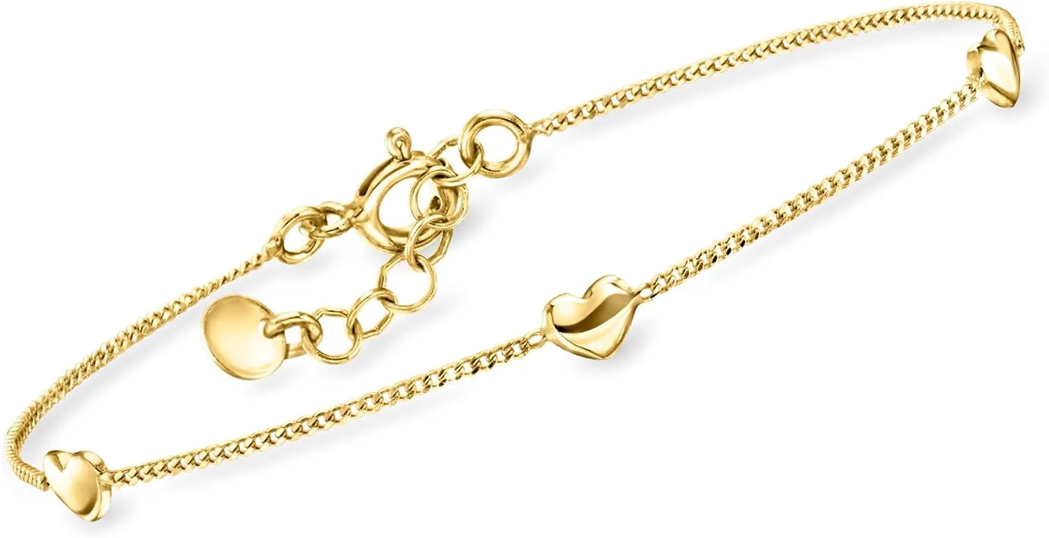 Pure Collection by Ross-Simons Italian 18kt Gold Vermeil Mini Heart Station Bracelet