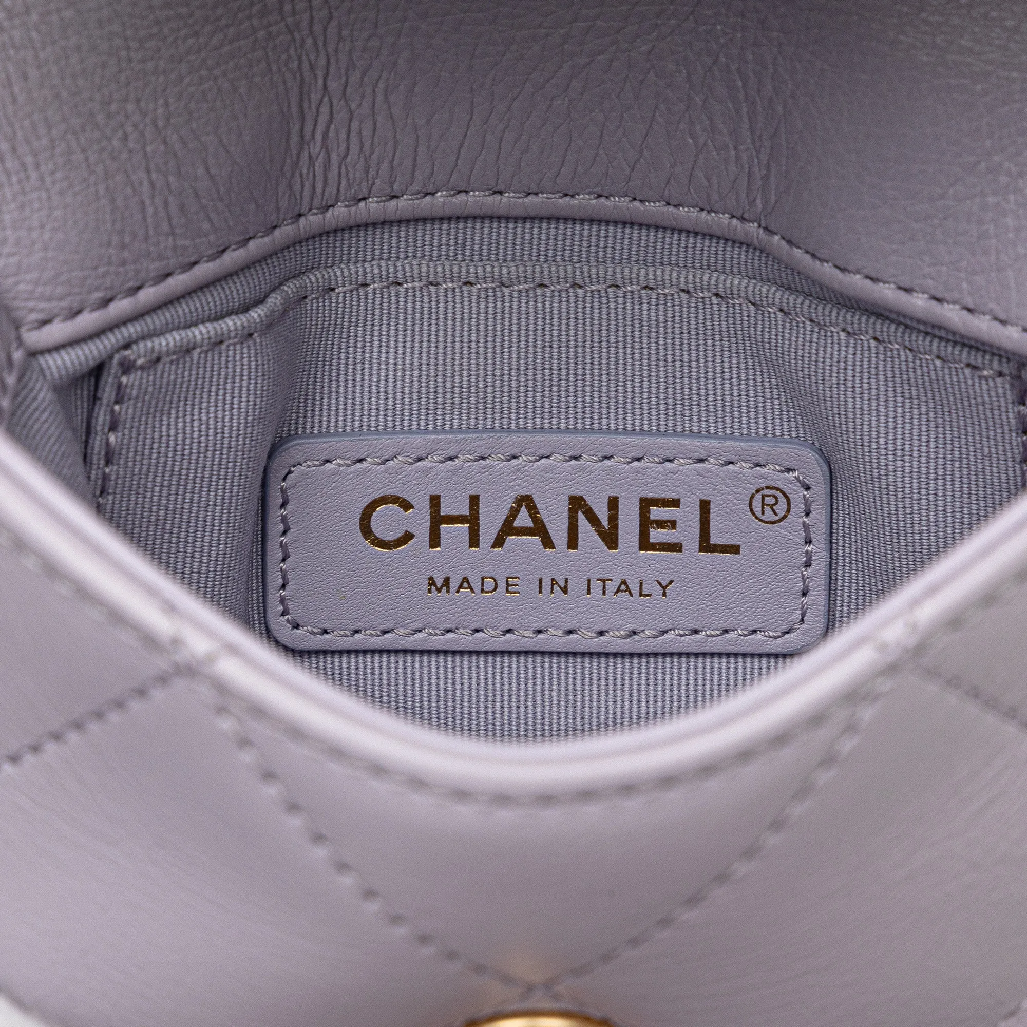 Purple Chanel Mini Quilted Calfskin Framing Chain Flap Crossbody Bag