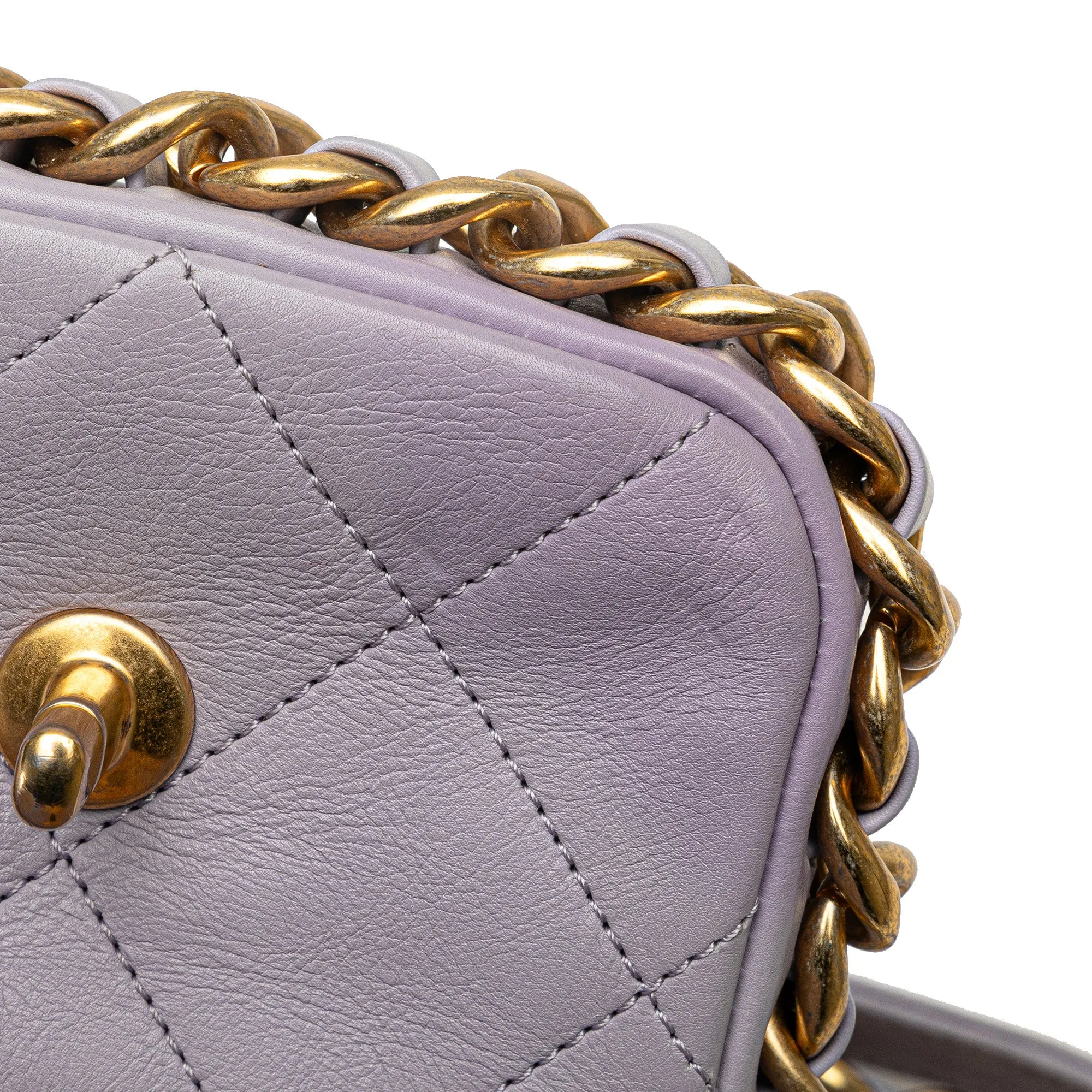 Purple Chanel Mini Quilted Calfskin Framing Chain Flap Crossbody Bag