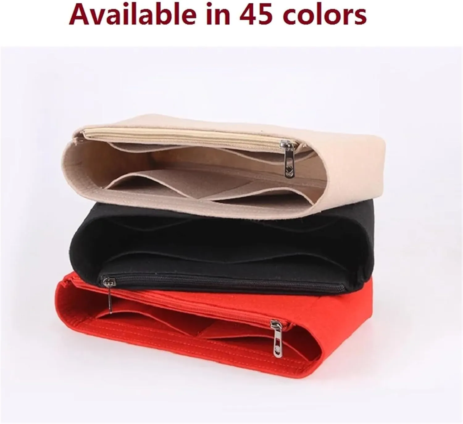 Purse Organizer Insert Bag Organizer Insert For Handbag Organiser Divider Shaper Protector Compartment Inner Lining(Coffee simple,Samll)