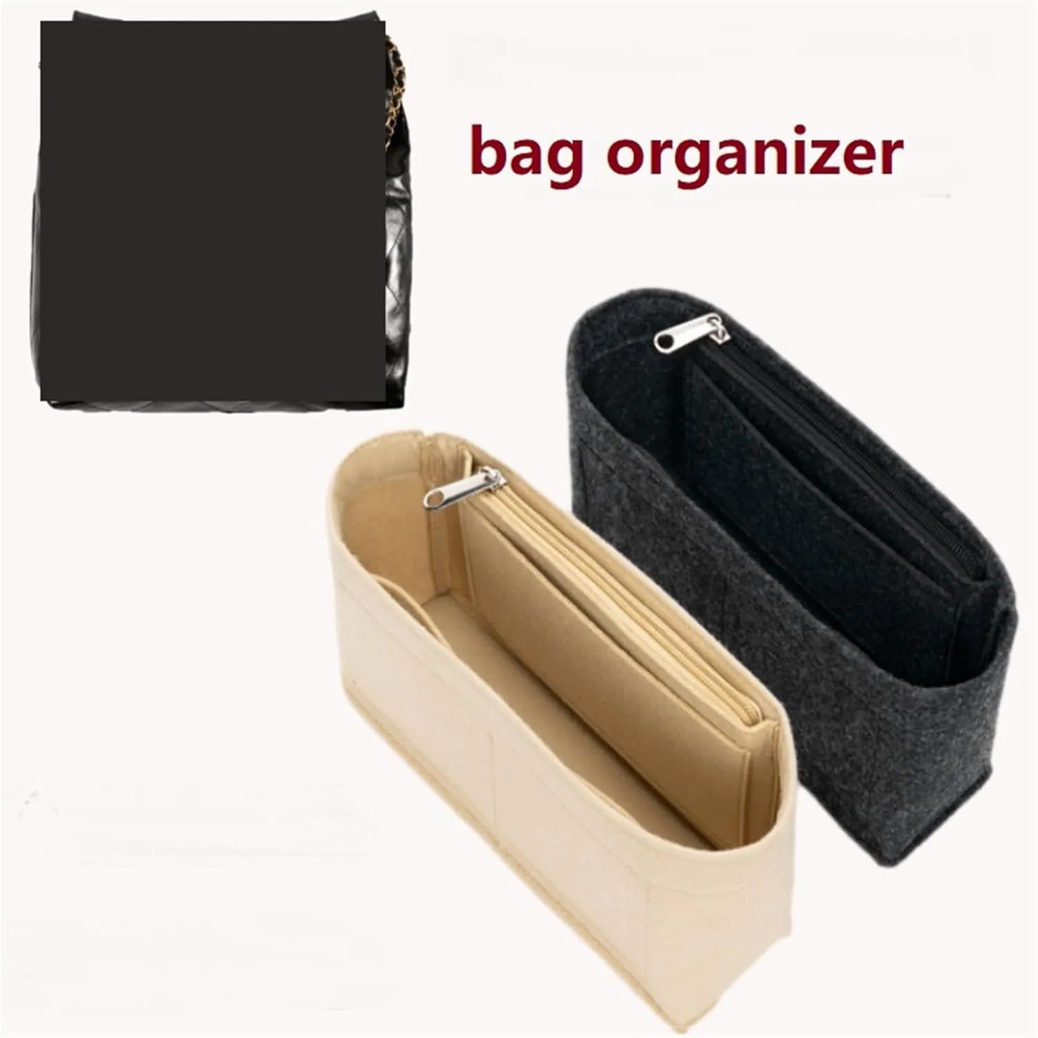 Purse Organizer Insert Bag Organizer Insert For Handbag Organiser Divider Shaper Protector Compartment Inner Lining(Coffee simple,Samll)