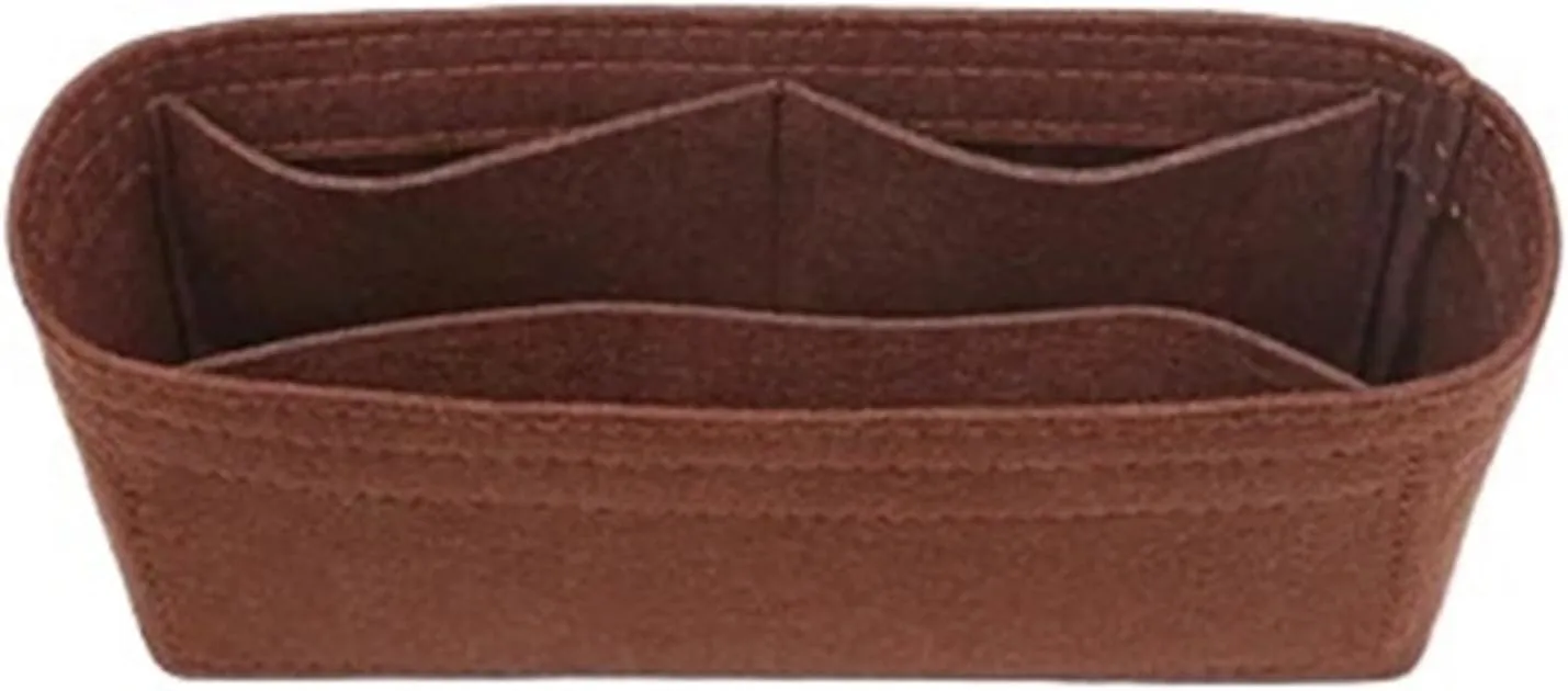 Purse Organizer Insert Bag Organizer Insert For Handbag Organiser Divider Shaper Protector Compartment Inner Lining(Coffee simple,Samll)