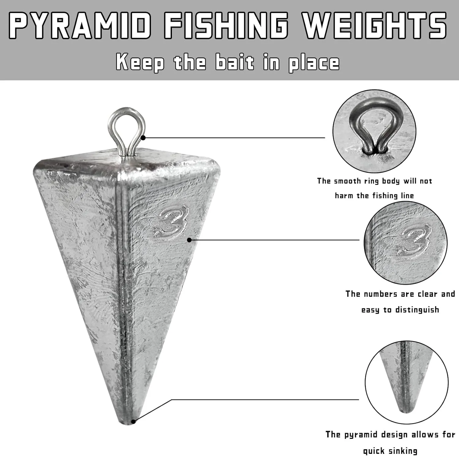 Pyramid Sinkers Fishing Weights Pyramid Weights for Fishing Surf Fishing Weights for Saltwater Fishing Gear Tackle