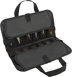 QEES Folding Waterproof Jig Bag - 24 Pocket Roll Up Tackle Bag for Saltwater & Freshwater, 14.56x7.28inch, Black