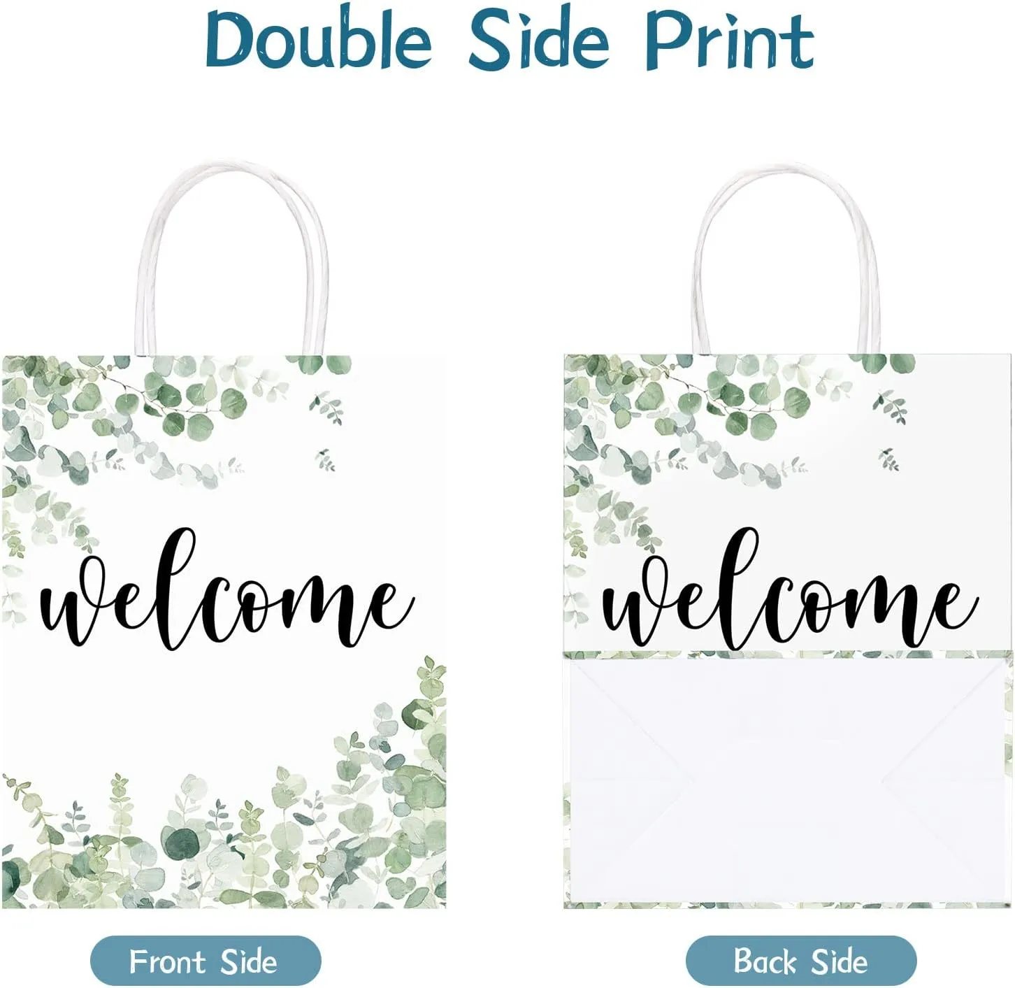 QIELSER 25 pcs Welcome Bags for Wedding Guests Bulk, White Welcome Gift Bags with Handles Shopping paper Bags Good for Wedding, Birthday Party Supplies, Craft, Packaging, Retail