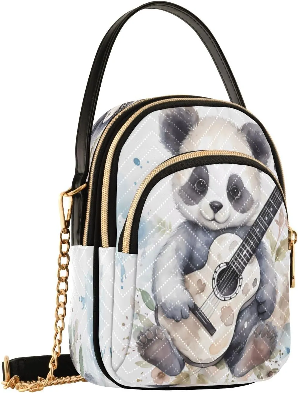Quilted Crossbody Bags for Women,Cute Funny Panda Bear Women's Crossbody Handbags Animals Small Travel Purses Phone Bag